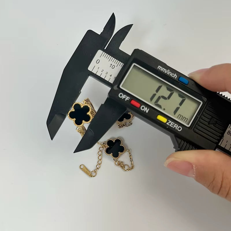 Adjustable Stainless Steel Bracelet Double Sided Bracelets Five Leaf Petals Flower Gold Plated Clover Women Fashion Jewelry